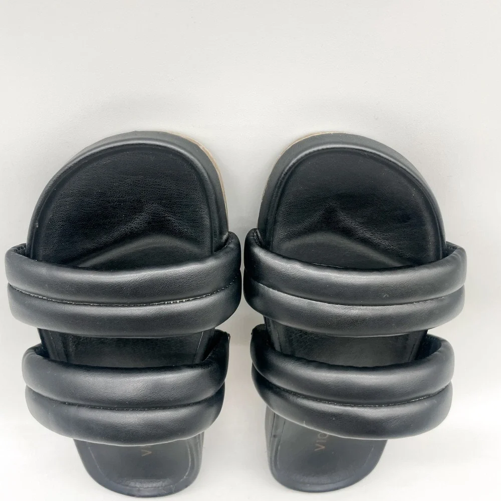 Vionic Womens 10 Mayla Slide Sandals Black Padded Leather Two Strap Orthotic